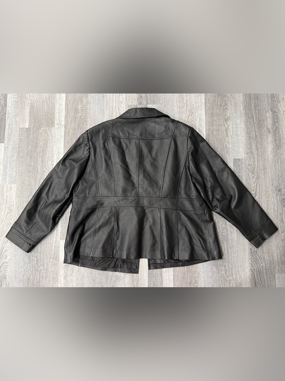 East 5th Womens Black Genuine Leather Button Front Lined Blazer Jacket 3X - Picture 4 of 11